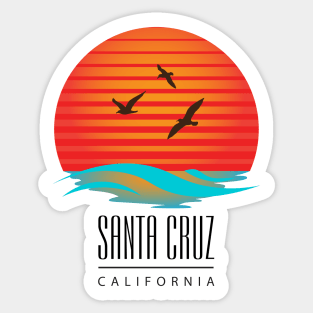 Santa Cruz Logo Sticker Sunset Waves and Birds Lite Sticker